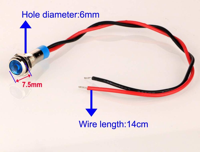 Gebildet 10pcs 6mm 1/4" AC/DC 12-24V LED Metal Indicator Light Waterproof Signal Lamp Pilot Dash Directional Car Truck Boat with Wire - Image 3